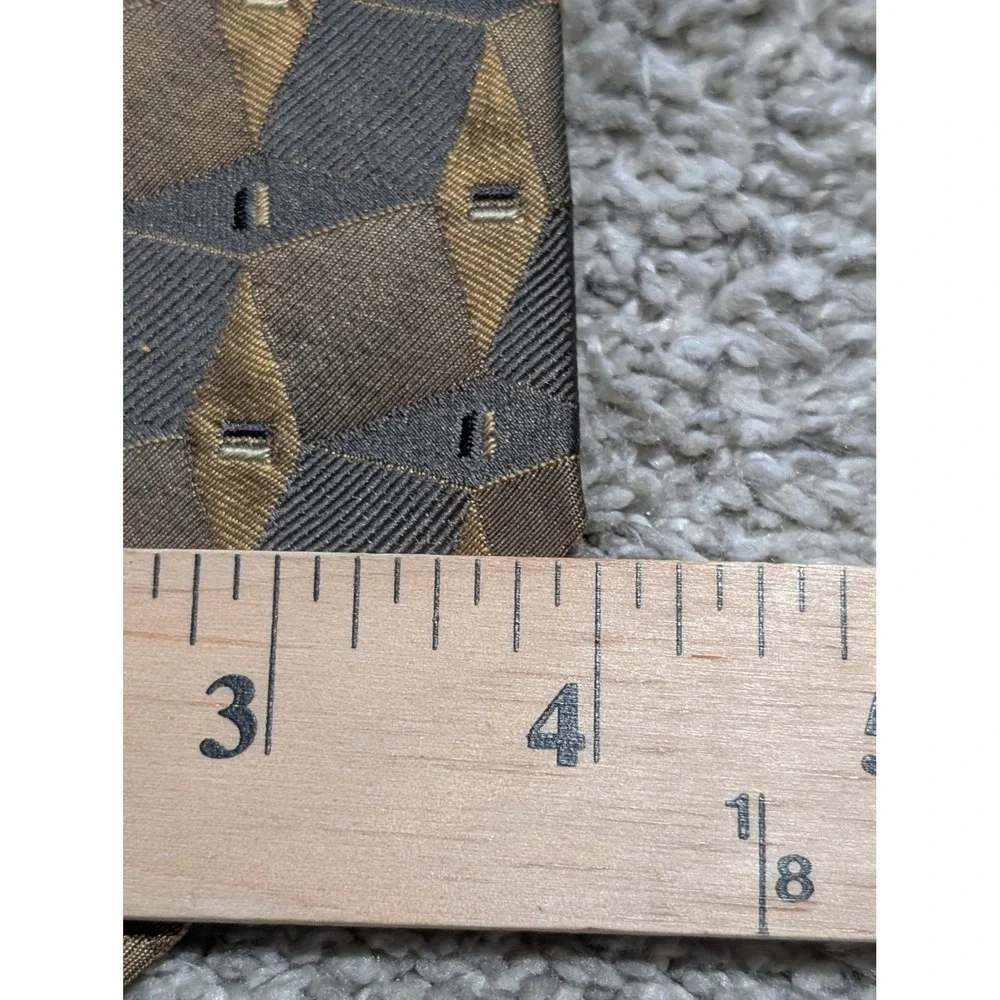 Bruno Piattelli Tie‎ Bronze Gold Geometric Silk Diamond Formal Business